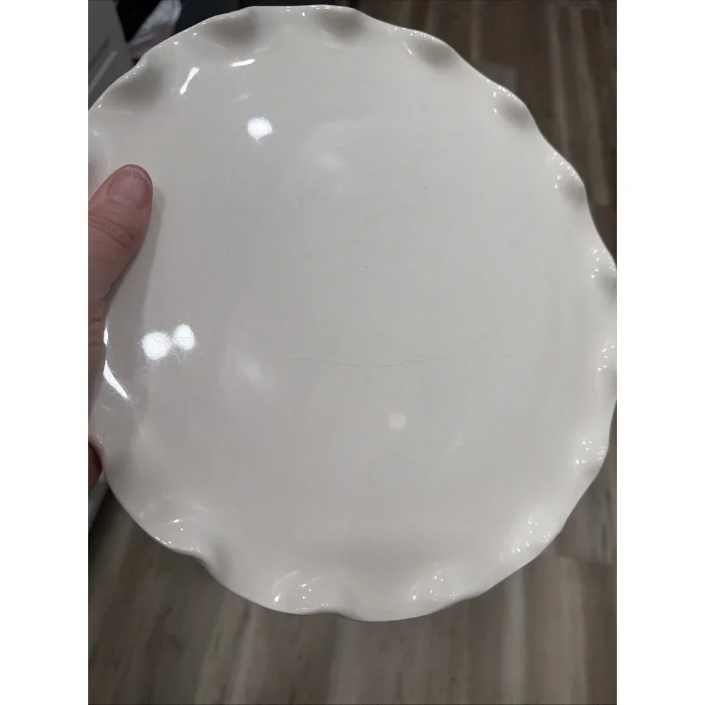 Williams Sonoma White Ceramic Round Glossy Cake Stands Set of 2 Made in Italy